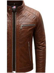 Austin Leather Brown Jacket - Men Leather Jacket Brown