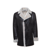 Jozefs 3/4 Length Brown Shearling Buttoned Coat
