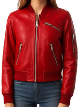 Audrey Leather Red Jacket – Stylish Women's Red Leather Jacket