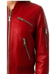 Audrey Leather Red Jacket – Stylish Women's Red Leather Jacket