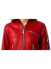 Audrey Leather Red Jacket – Stylish Women's Red Leather Jacket