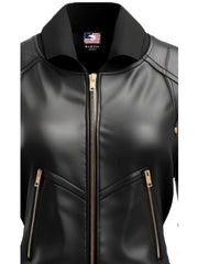 Black Leather Jacket Bomber Style
