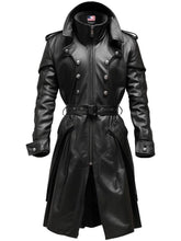 Black Stylish Leather Hooded Coat