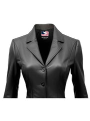 Giselle Black Women Leather Jacket Blazer