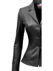 Giselle Black Women Leather Jacket Blazer