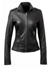 Isabella Black Biker Women Leather Jacket