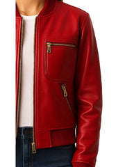 Isla Leather Red Jacket – Women Leather Jacket Red