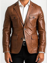 John Brown Premium Leather Blazer for Men
