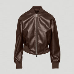 Brown Womens B3 Sheepskin Shearling Aviator Motorbike Leather Jacket