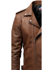 Men's Brown Biker Leather Jacket – Brown Moto Jacket