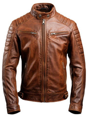 Men's Brown Leather Biker Jacket – Genuine Leather Jacket