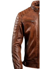 Men's Brown Leather Biker Jacket – Genuine Leather Jacket