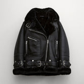 Black Women's B3 RAF Aviator Sheepskin Shearling Leather Jacket