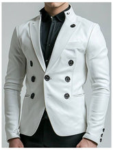 Albie White Leather Blazer for Men
