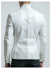 Albie White Leather Blazer for Men