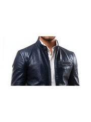 Frankie Blue Leather Jacket - Men Leather Jacket Blue