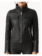 Grace Leather Black Jacket - Women Leather Jacket Black