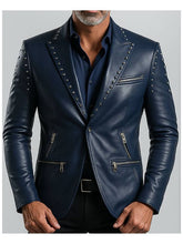 Jack Blue Leather Blazer – Men's Premium Blue Leather Jacket