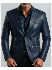 Jack Blue Leather Blazer – Men's Premium Blue Leather Jacket