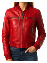 Charlotte Red Women's Leather Jacket – Bold, Stylish, and Timeless