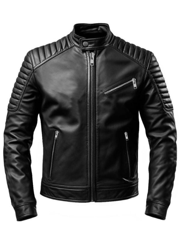 Black Men's Slim Fit Genuine Leather Jacket