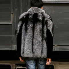 2022 New Men's Winter Grey Shearling Short Faux Fur Mink Jacket Coat