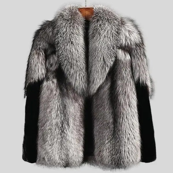 2022 New Men's Winter Grey Shearling Short Faux Fur Mink Jacket Coat