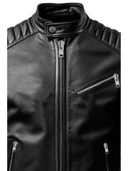 Black Men's Slim Fit Genuine Leather Jacket