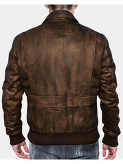 Distressed Brown Leather Jacket A2 Navy Flight