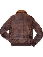 Aviator G1 Distressed Men's Bomber Leather Jacket – Brown