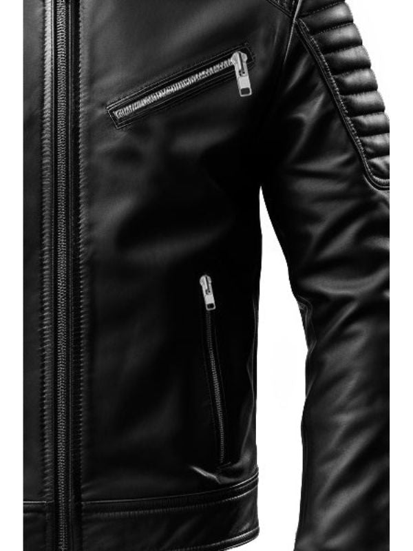 Black Men's Slim Fit Genuine Leather Jacket