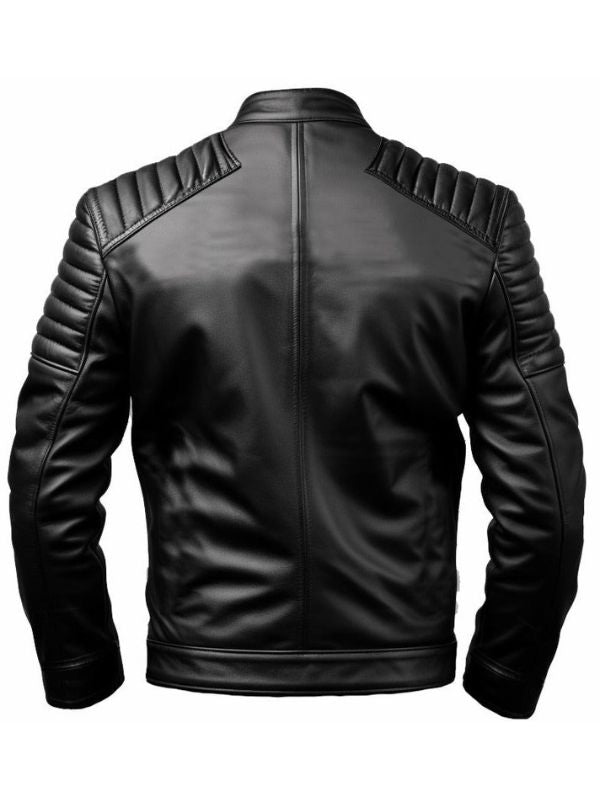 Black Men's Slim Fit Genuine Leather Jacket