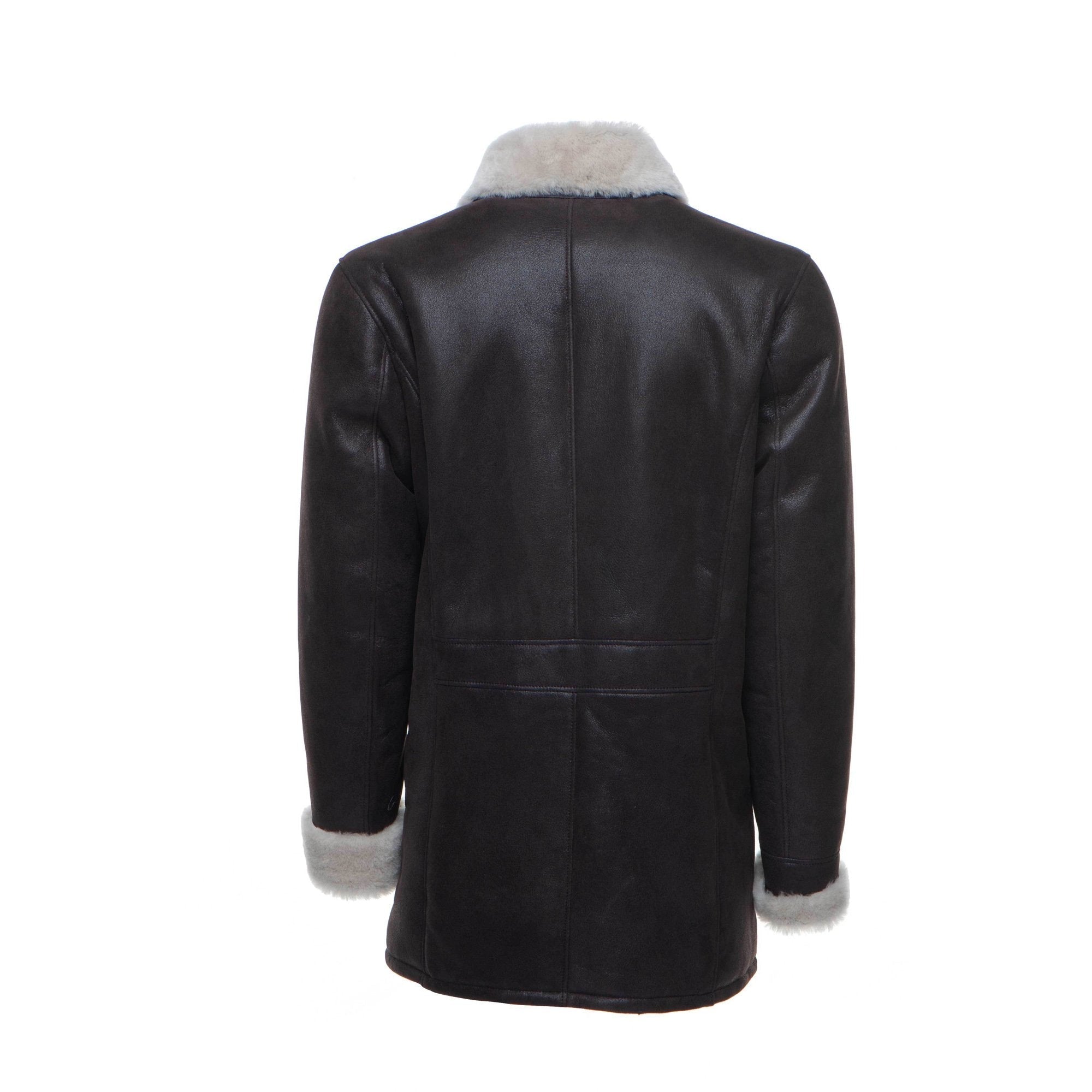 Jozefs 3/4 Length Brown Shearling Buttoned Coat