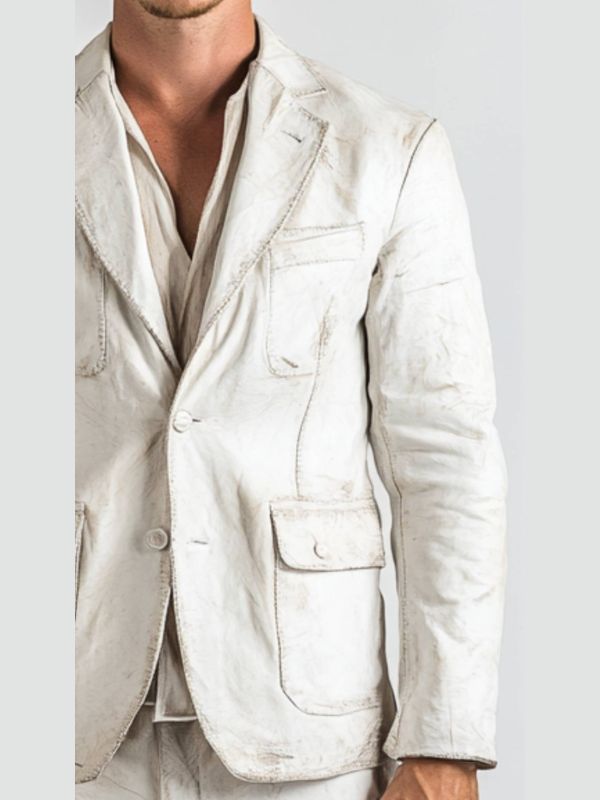 Adan White Leather Blazer – Men's Premium White Leather Jacket