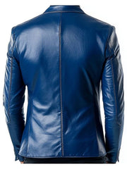 Archie Blue Leather Blazer – Leather Blazer for Men
