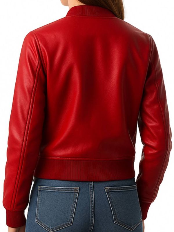Audrey Leather Red Jacket – Stylish Women's Red Leather Jacket