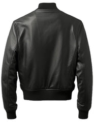 Black Bomber Leather Jacket Men – Black Leather Jacket