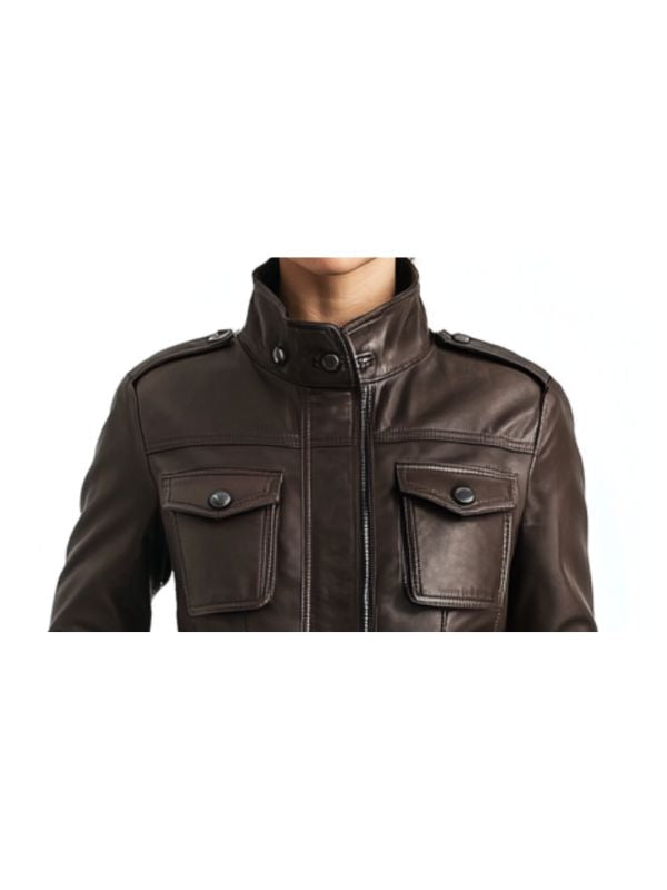 Evelyn Leather Brown Jacket – Women's Leather Jacket in Brown