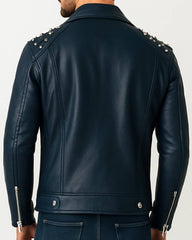 Aiden Blue Leather Jacket - Men Leather Jacket Blue