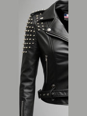 Gemma Black Biker Leather Jacket