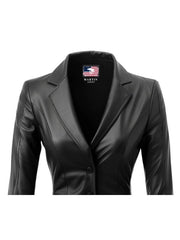 Gillian Black Leather Women Coat Blazer