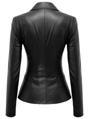 Gillian Black Leather Women Coat Blazer