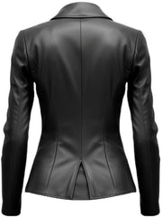 Giselle Black Women Leather Jacket Blazer