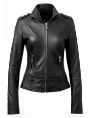Isabella Black Biker Women Leather Jacket
