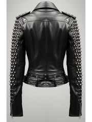 Lawrence Studs Black Women Leather Jacket