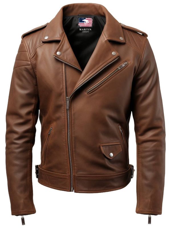 Men's Brown Biker Leather Jacket – Brown Moto Jacket