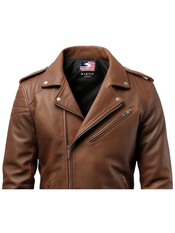 Men's Brown Biker Leather Jacket – Brown Moto Jacket