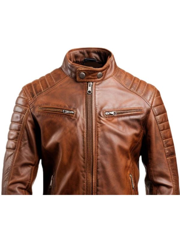 Men's Brown Leather Biker Jacket – Genuine Leather Jacket