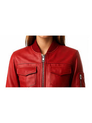 Freya Women's Red Leather Jacket