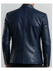 Jack Blue Leather Blazer – Men's Premium Blue Leather Jacket
